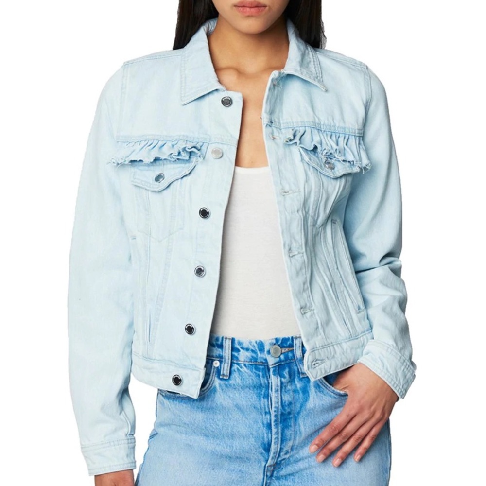 Blank NYC Sign Your Name Ruffle Jean Jacket L